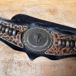 Lion Leather Leopard Skin Belt Corset Vintage Steampunk Gothic Rare